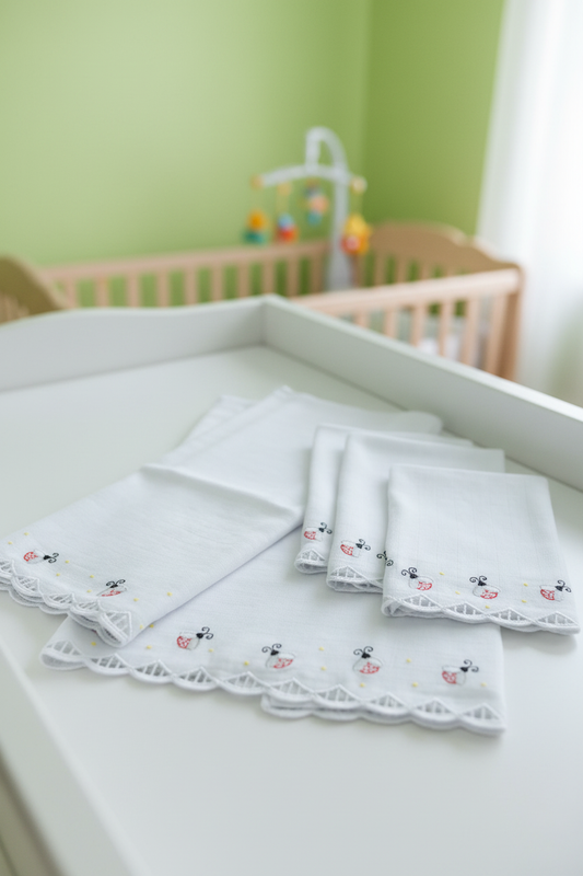 Kit Fralda Bordada Delicadeza e Elegância para o Enxoval do Seu Bebê