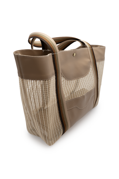 Bolsa Feminina com 2 Nécessaires Marrons Elegantes para Viagem Praia e Dia a Dia