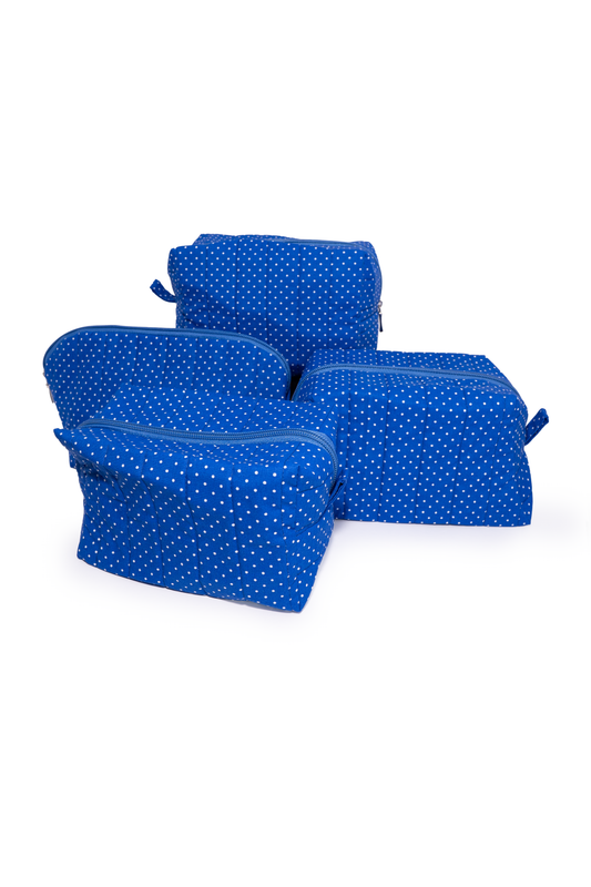 Kit com 4 Nécessaires Azul Marinho em Diferentes Tamanhos