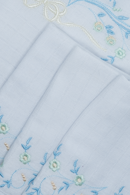 Kit Fraldas Bordadas Azul Bebê 5 Peças